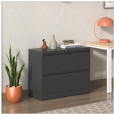 Durable Metal 2-Drawer Lateral File Cabinet with Anti-Tip Interlock, Heavy Duty Steel Storage for Home and Office