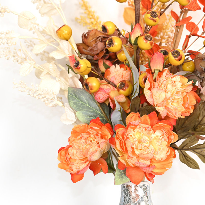 Bouquet de fleurs artificielles 36 po avec baies de pivoines artificielles pour la maison