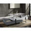 Table basse moderne grise et blanche avec surface relevable et boîte de rangement dissimulée