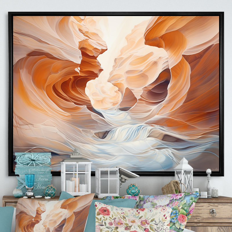Canyon Antelope, art liquide III sur toile, Cadre flottant noir, H 16 po x l 32 po