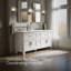 Meuble-lavabo mural simple avec plateau en bois massif Quo-124966460-91943346