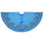 Imperial Blue Hand Beaded Christmas Tree Skirt on Blue Silk- Large - 72''