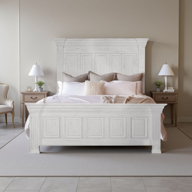 Lit standard en bois massif Ireanna, Grand, Blanc