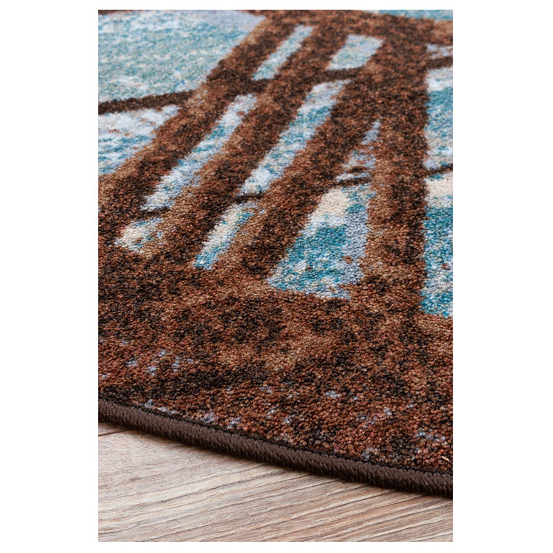 Tapis bleu tissé à la machine Marlee