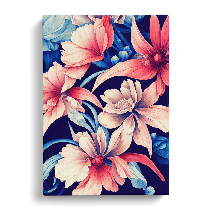 Beautiful Watercolour Flowers No.1 - Wall Art, 50cm H x 35cm W x 3cm D, Wrapped Canvas, No Matte