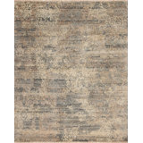 Tuscany Hand Knotted Wool Area Rug in Blue/Cream/Beige