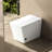 Modern Bathroom Square Smart Toilet With Attached Tank - Remote-Controlled, Auto-Flush, Heated Seat, Led Monitor, User Tailored, White For Bathrooms Remote Controlled Flushing, Display, Configurable-121682929