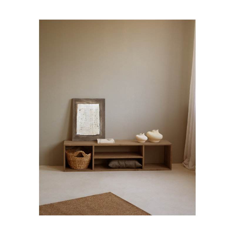 Media Unit Solid Wood TV Stand, Dark Oak