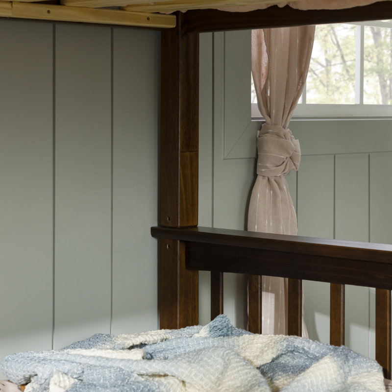 Brinna Kids Twin Over Twin Bunk Bed, Walnut