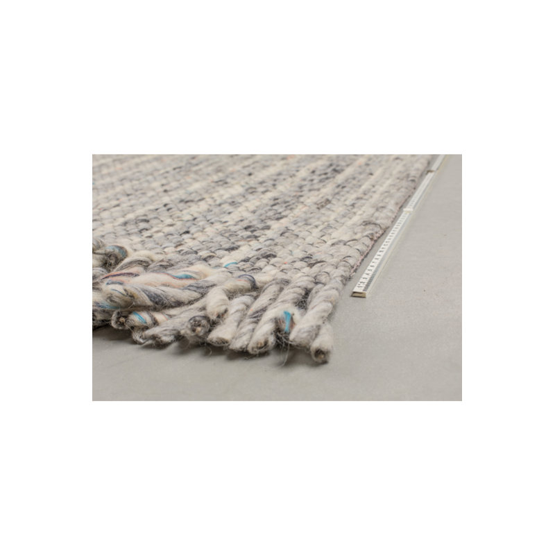 Frills Wool Striped Area Rug in Blue/Gray