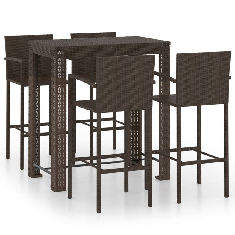 Besty Bar Height Dining Set, Brown, 110.5cm H x 60.5cm W x 100cm L, 4