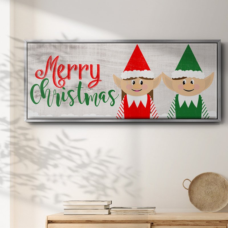 Christmas Elf Couple - toile encadrée, H 8 po x l 20 po
