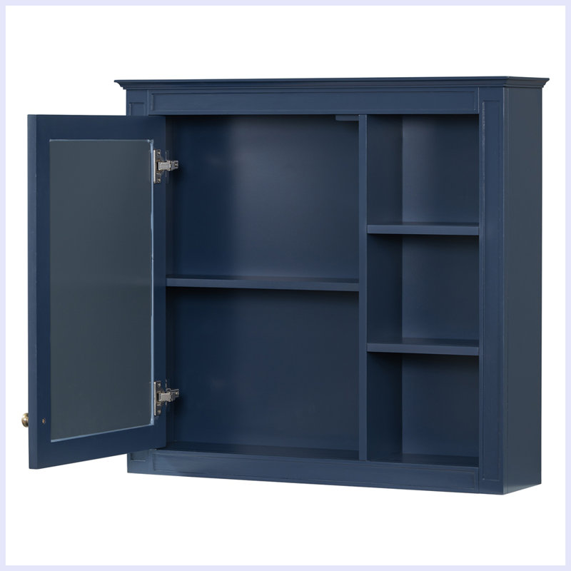 Armoire de rangement murale moderne avec miroir, Bleu