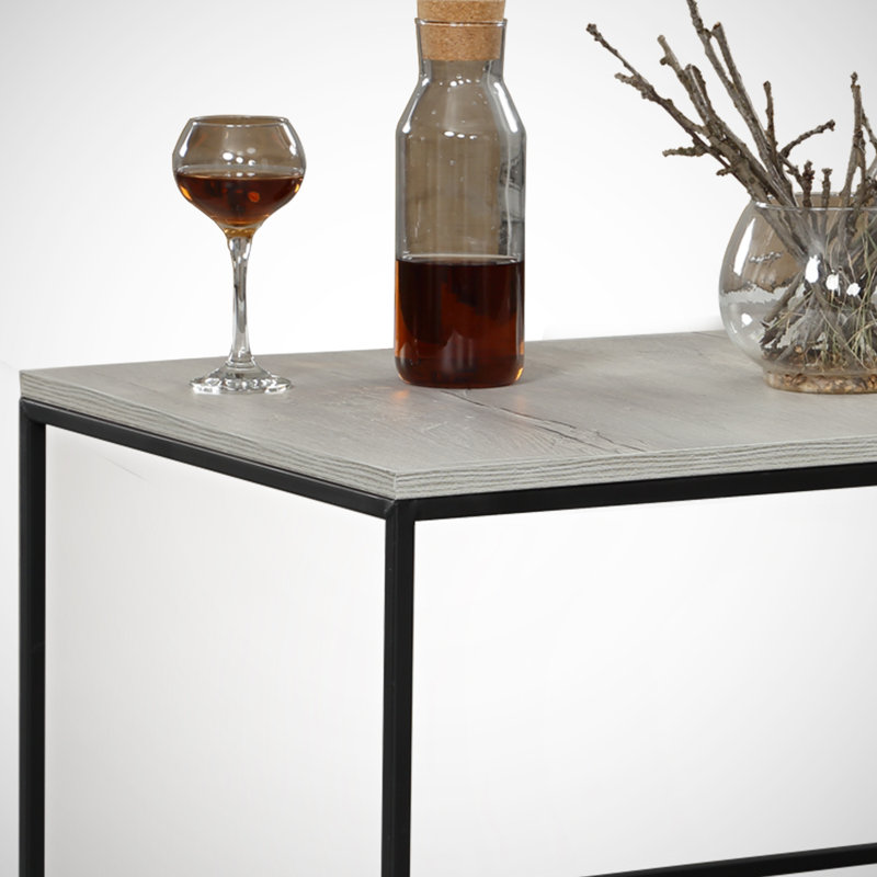 Modern Coffee Table with Metal Legs, Sea Oak Finish, 37.4 x 16.9 x 21.3 inches | 100% Melamine Coated Particle Board, Thickness: 0.7 inches | Electrostatic Powder Coated Legs, Perfect for Industrial & Contemporary Spaces