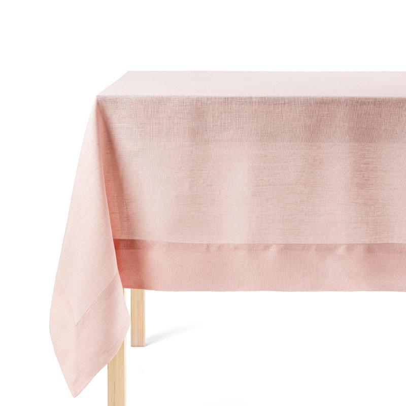Over&Back 100% Linen Woven Table Cloth, 70" W x 108" L, Pink