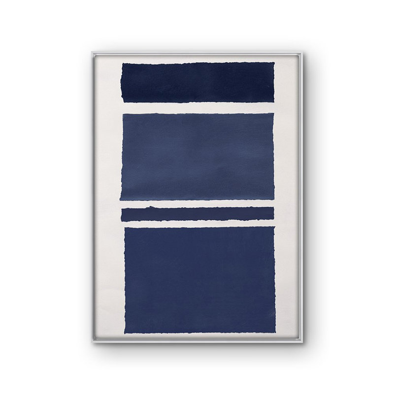 "Blue Colorblock 2" par Kyle Goderwis, peinture sur toile encadrée