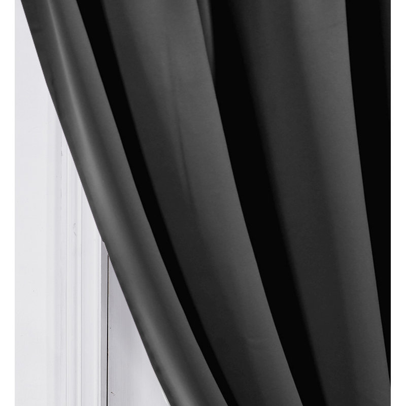 Cali Pencil Pleat Blackout Curtains, 114cm Width x 213cm Drop, Black