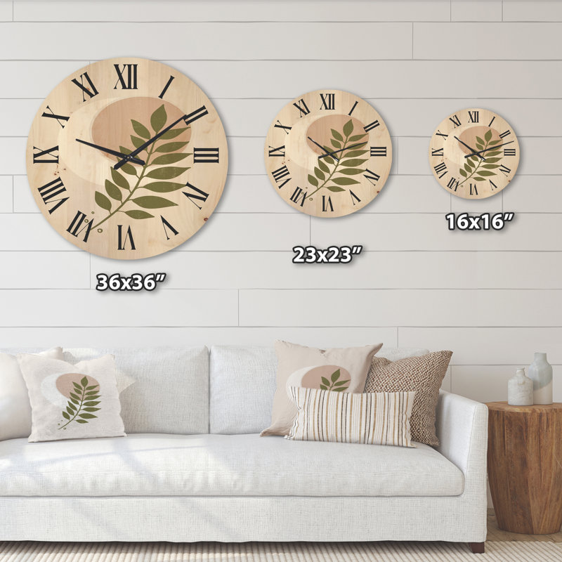 Horloge murale abstraite lune géométrique avec feuille IV, Très grand