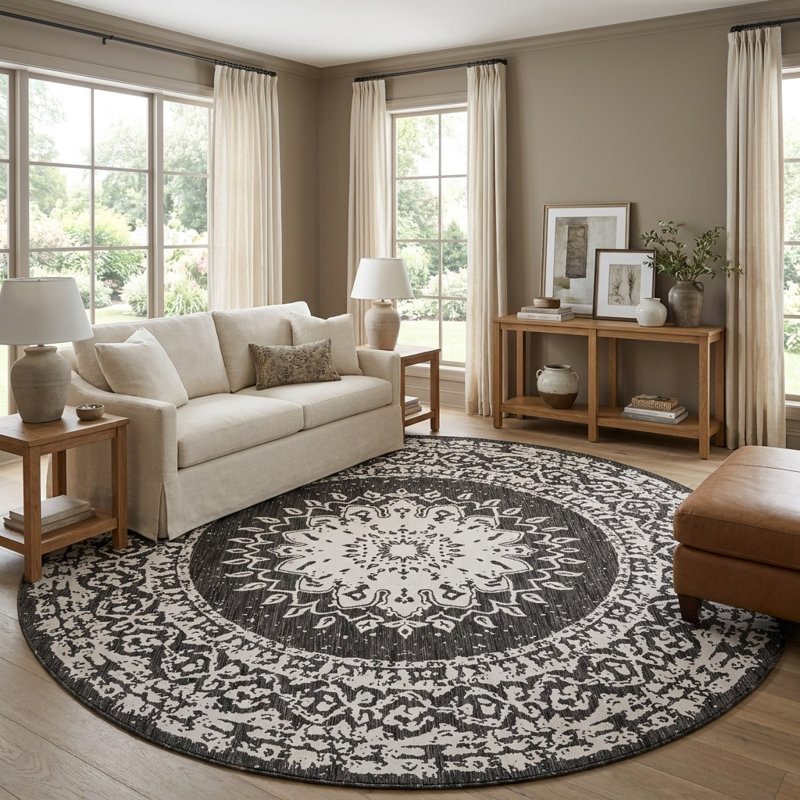 Tapis intérieur / extérieur Ornate Lamotte, Rond 10pi