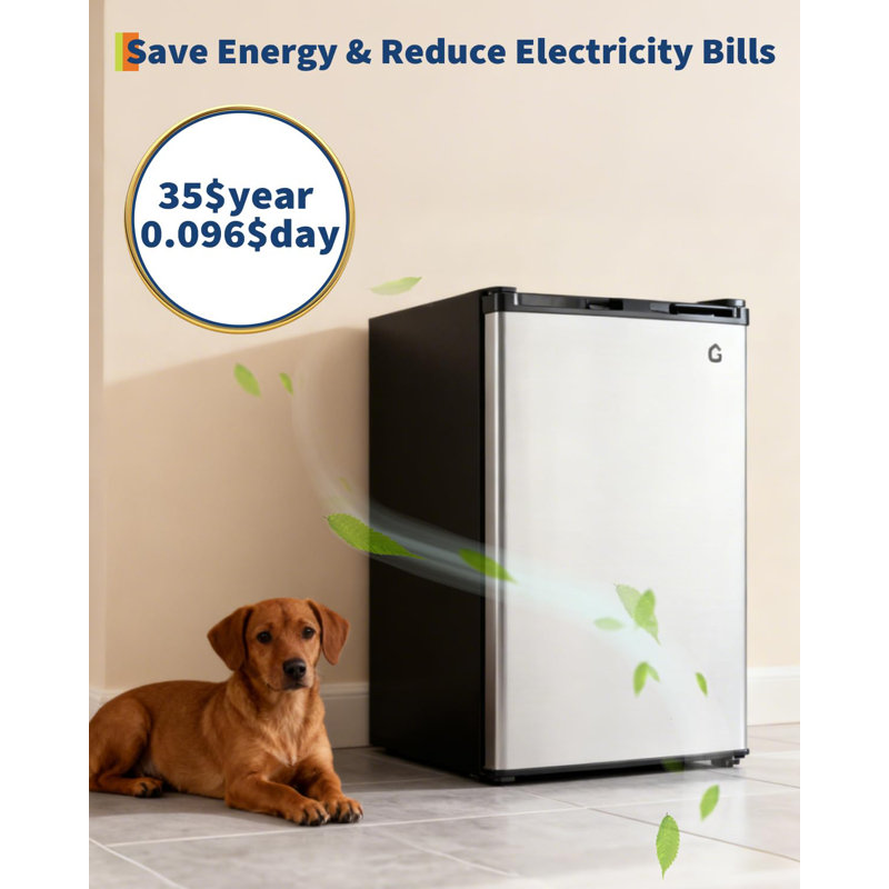 4.5 Cu. Ft. Compact Refrigerator, Single Door Mini Fridge, Adjustable Shelves, Quiet, Energy Efficient, Silver