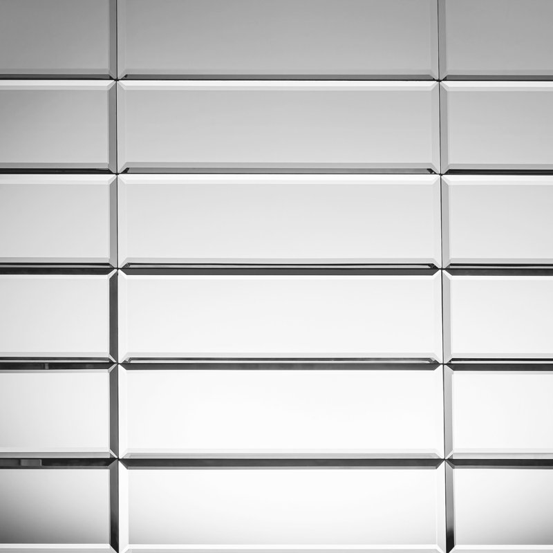 Carreau de métro en verre biseauté 3 po x 10 po, Argent