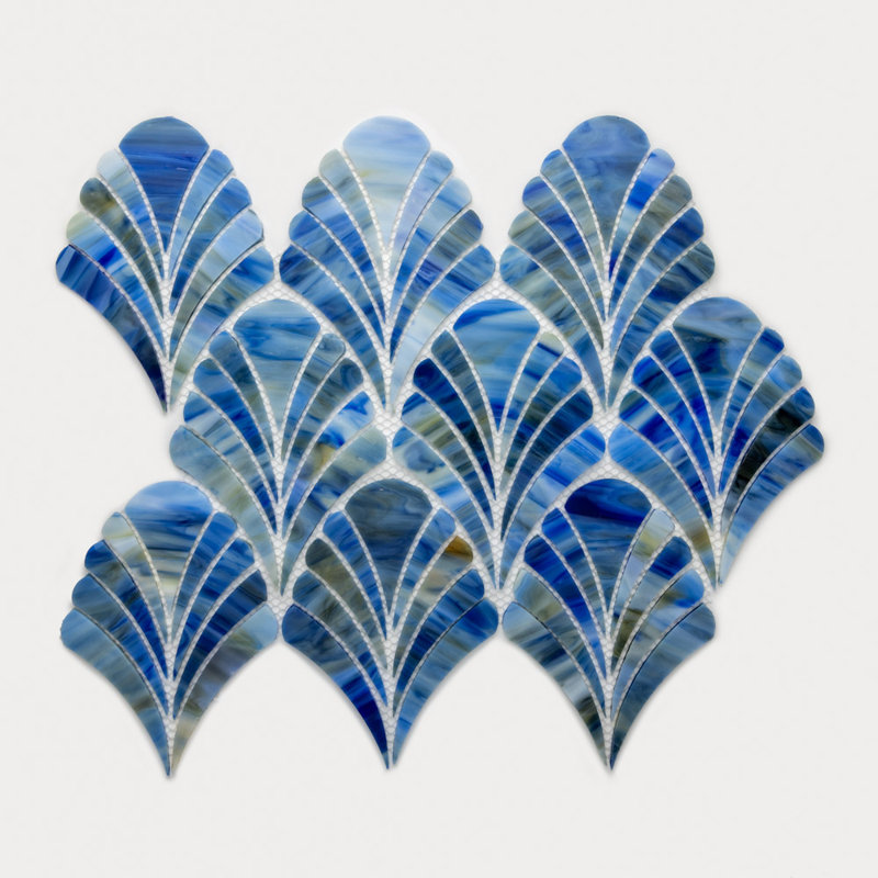 Nova Roma 4" x 5.5" Stained Glass Novelty Mosaic Wall Tile, Blue/Capri