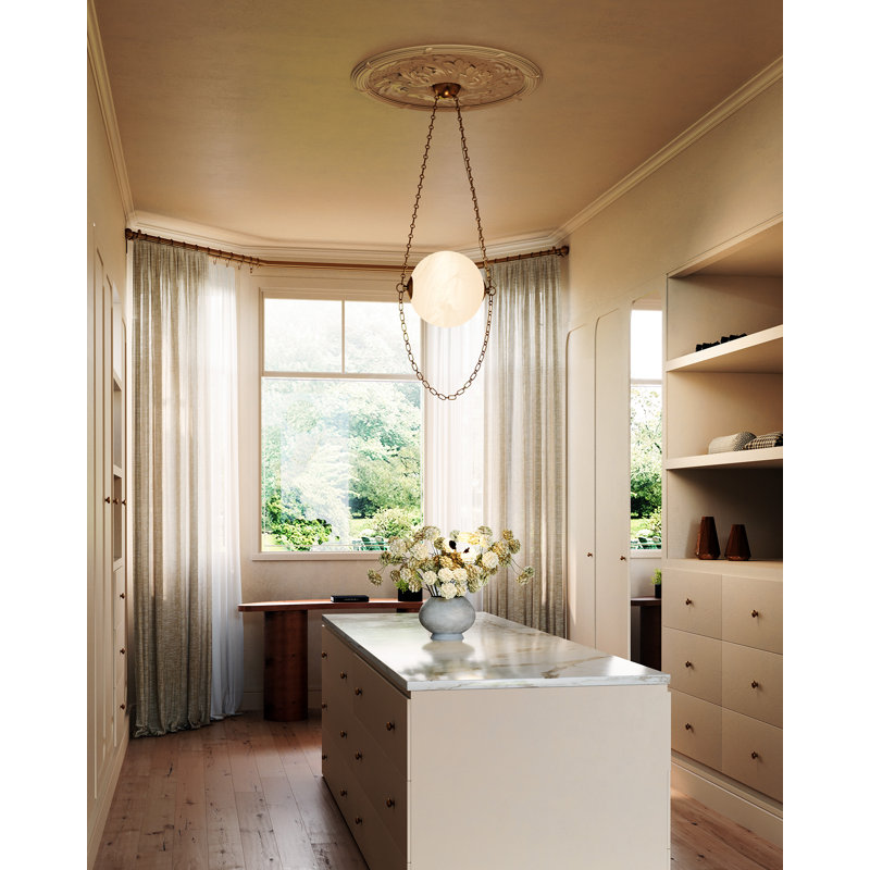 Petra  10-in Black dimmable LED Pendant, Antique Brass