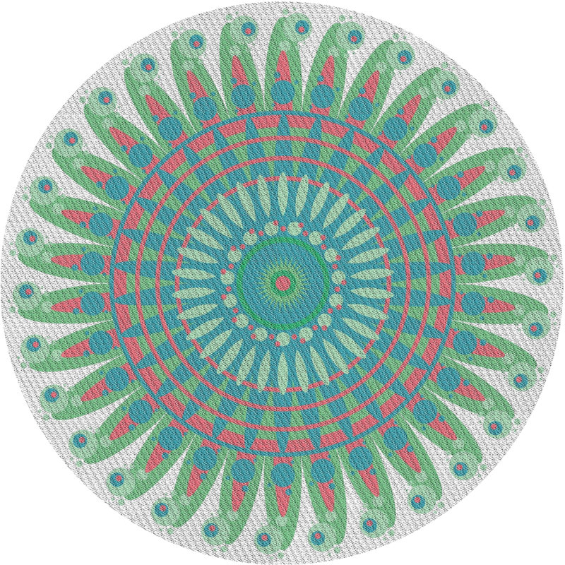 Laine tissée à la main et polyester gris/vert Tapis décoratif, Rond 4 pi