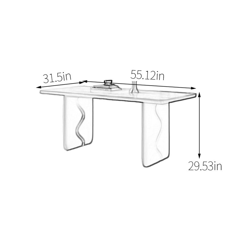 Table de salle à manger beige en pierre frittée, Blanc / taupe, H 29,53 po x L 55,12 po x l 31,5 po