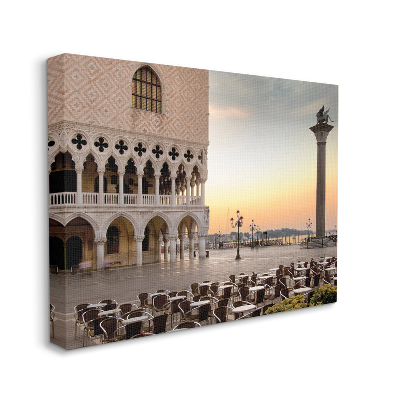 San Marco, coucher de soleil, architecture italienne, bâtiments traditionnels, Toile tendue, H 16 po x l 20 po