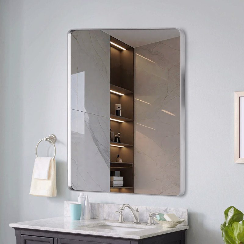 Miroir d'appoint, Argent argent, 40 po x 36 po, Rectangulaire