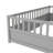 Twin Size Montessori Floor Bed With Super High Security Barrier & Door, Gray-97791977-97791976
