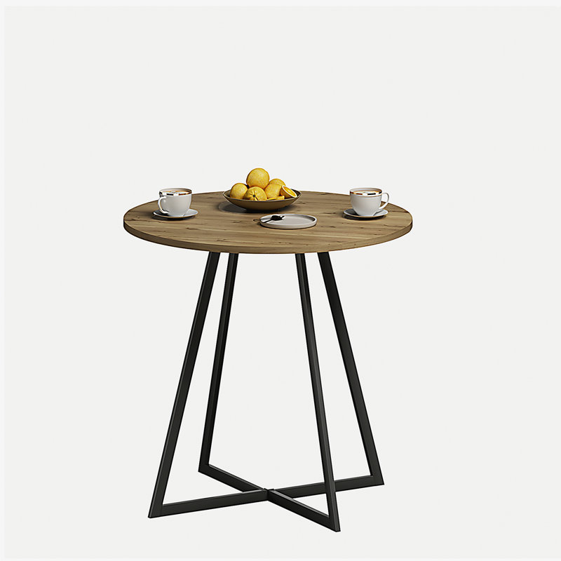 31.5 Inch Round Dining Table, Small Circle Kitchen Table with Metal Black Legs for 2-4 people,Modern Dining Room Table, Brown (only table)