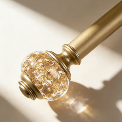 Telescoping Curtain Rod 7/8 Inch Diameter For Windows 66 To 120 Inches, Heavy Duty Drapery Rod With Luxury Gold Crystal Finials, Adjustable And Splicing Design For Easy Installation