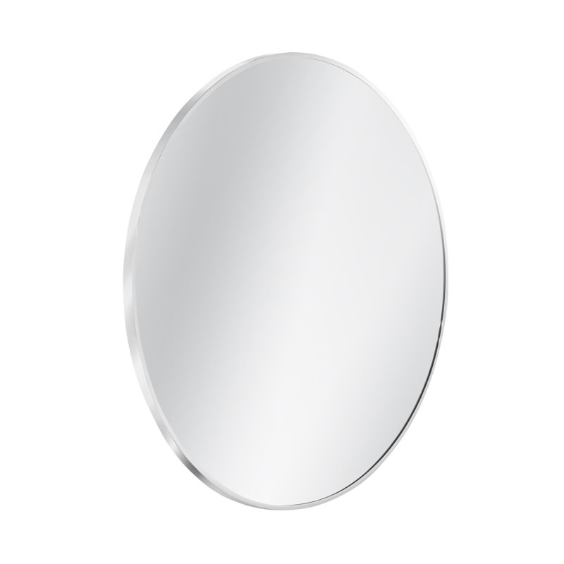 Miroir mural Lyven - Cadre rond en chrome avec style classique moderne