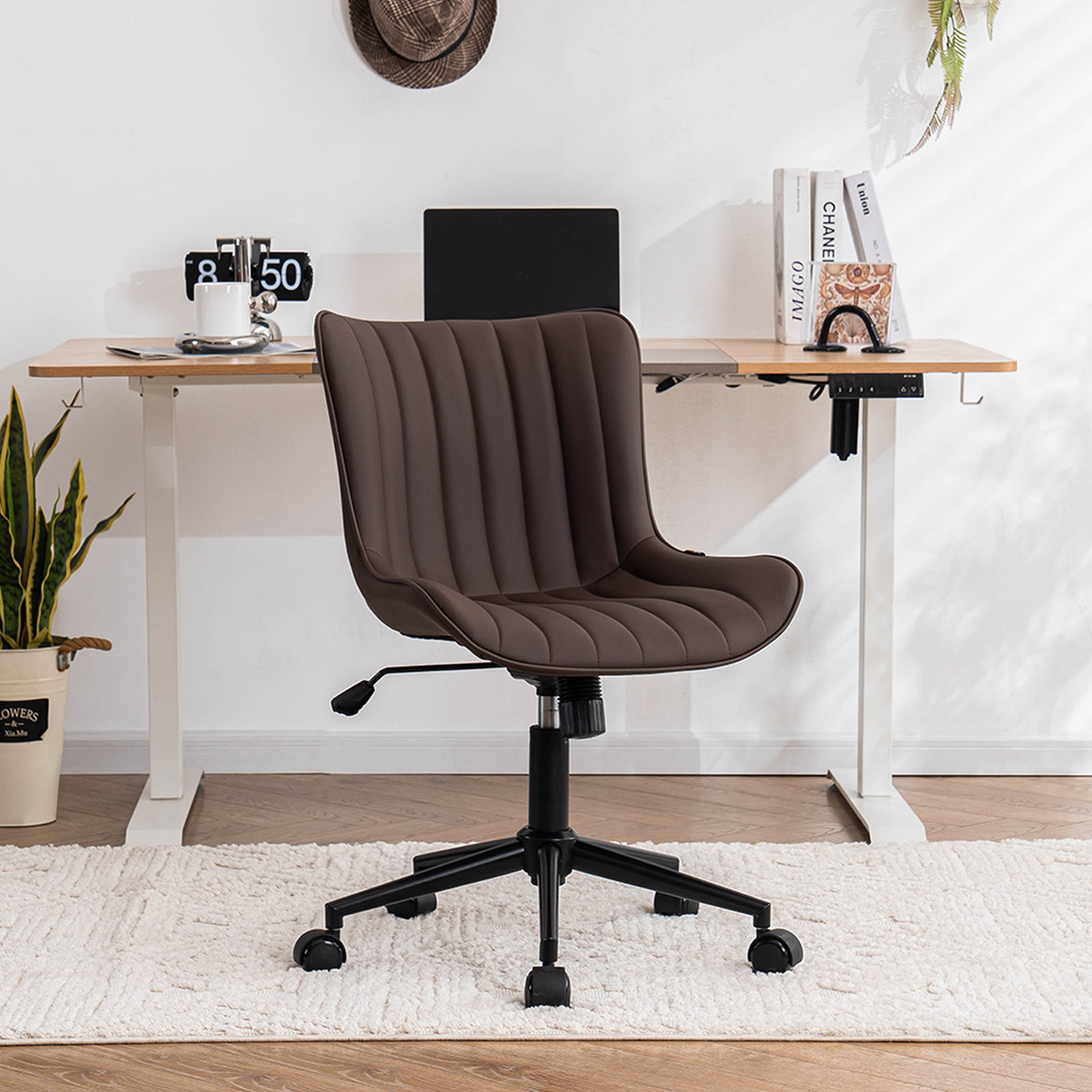 Brionni Leather Office Chair, Brown Performance Faux Leather