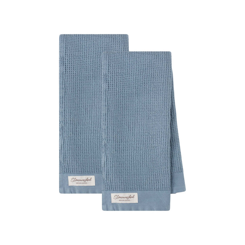 Ensemble de 2 torchons lavés, Bleu cendré