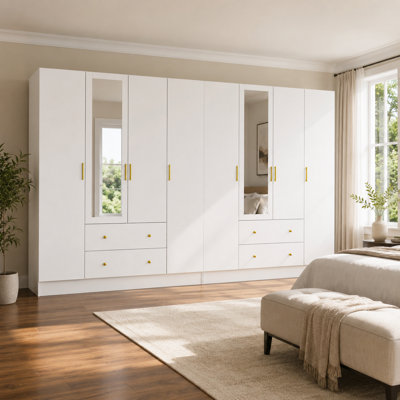Roylee 70.9'' H X 126'' W X 19.7'' D 8 Door Armoire with Drawers & Mirrors