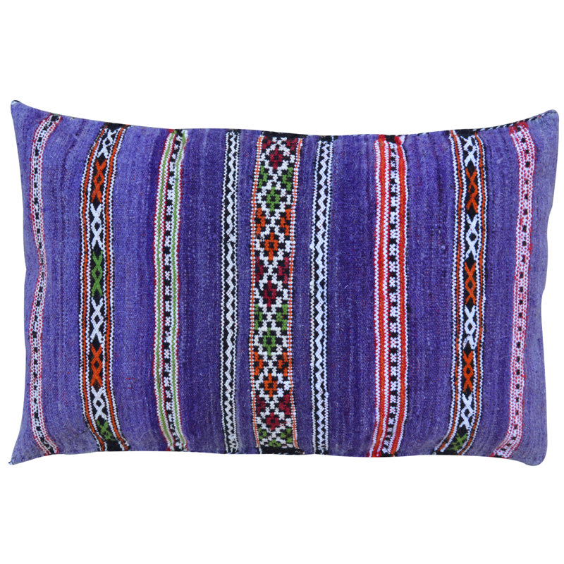 Lumbar Pillow Cover & Insert, Blue/White, 17" H x 28" W, Polyester/Eco-Fill
