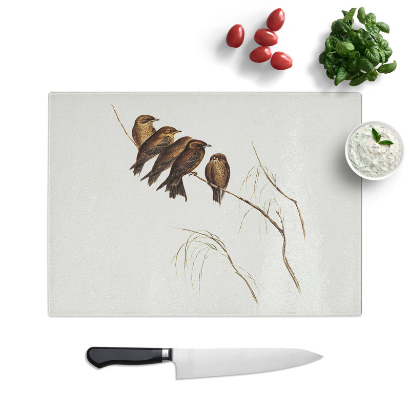 Glass Little Woodswallows by Elizabeth Gould Chopping Board, 28.5 cm W x 20 cm L