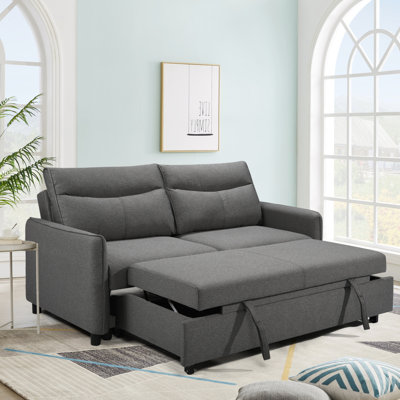 Modern Sofa 3 1 Convertible Sleeper Sofa Bed, Fabric Loveseat Futon Sofa Couch W/Pullout Bed, Small Love Seat Lounge Sofa
