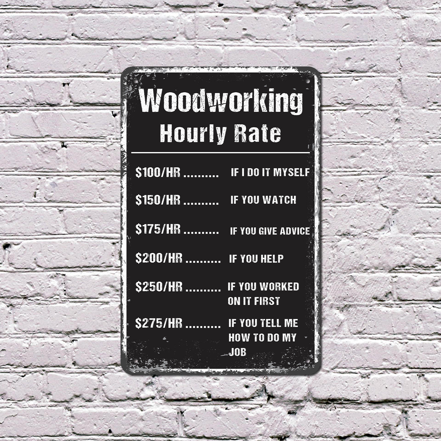 Room Rate Sign SignMission Woodworking Hourly Rate 10 Inch x 14 Inch Plastic Sign ...