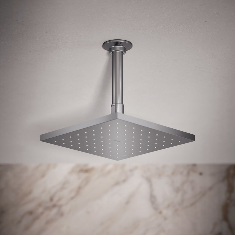 Pomme de douche à pluie Contemporary, Chrome poli, Carrée, 2,5 gallons par minute