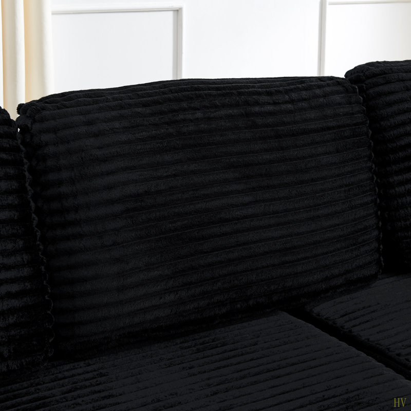 Siège du canapé droit, canapé modulaire en forme de L, canapé modulaire compressé en velours côtelé de style minimaliste moderne, déplier en un lit, une chambre à coucher, canapé confortable à conception compacte et peu encombrante