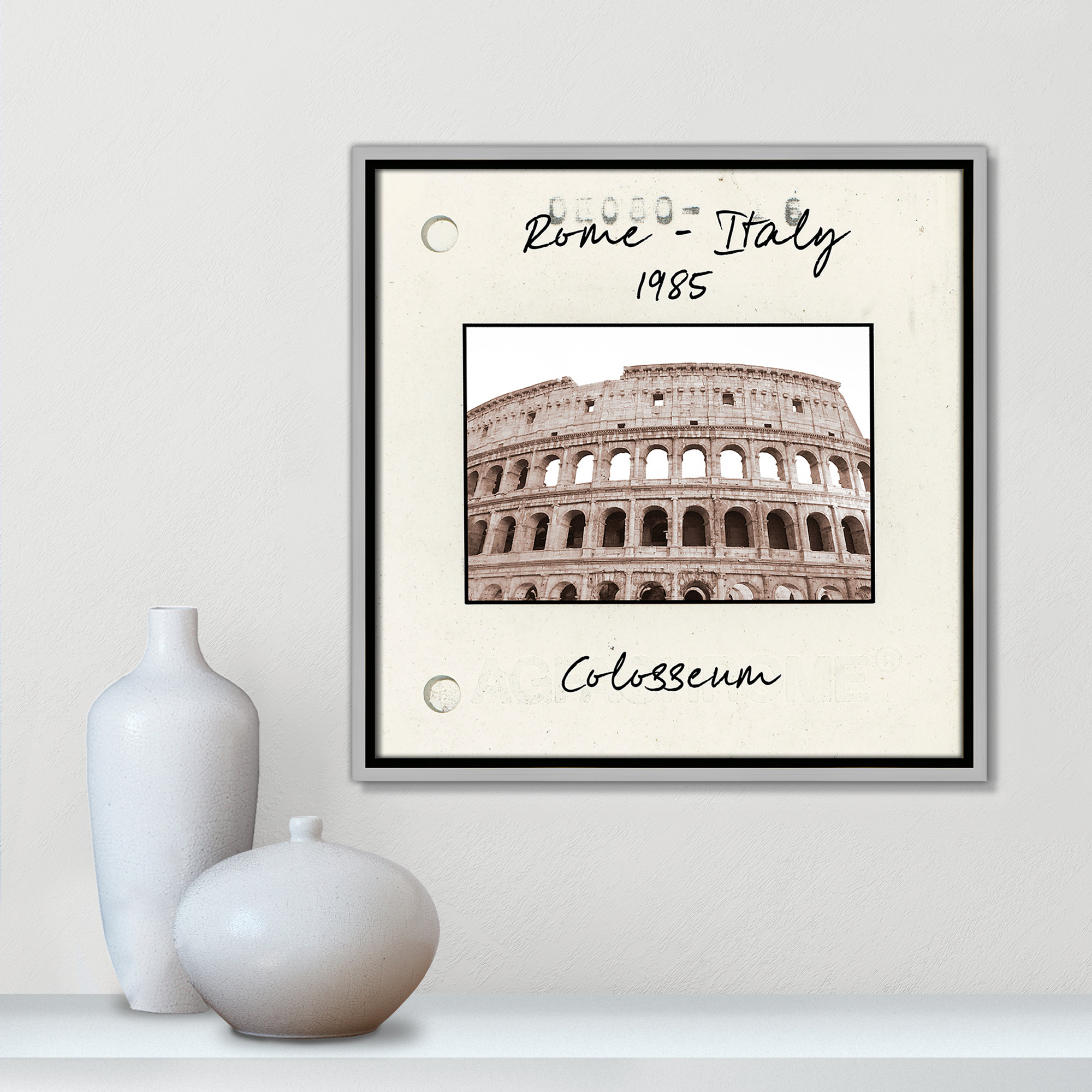Rome, Italy - Colosseum Print by Natalie Carpentieri, Silver Floater Framed Canvas, 17.5" H x 17.5" W x 2" D