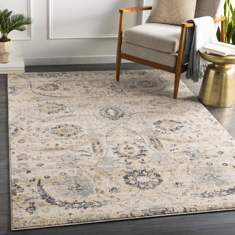 Tapis oriental crème / gris anthracite Pfeiffer, Rectangle 6 pi 7 po x 9 pi