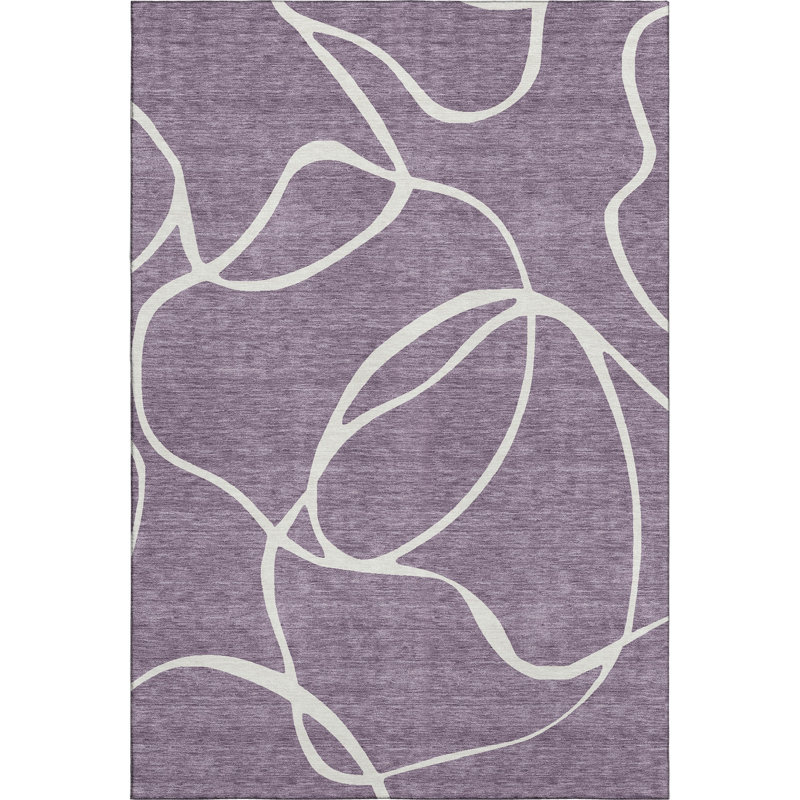 Premium Machine Washable Corum AMF999 Swirls Rug, Rectangle 8' x 10'