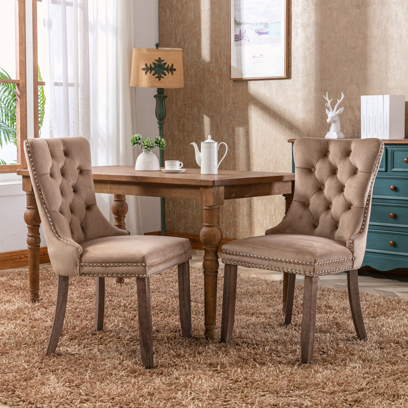 Chaise d'appoint Elnar, Velours kaki