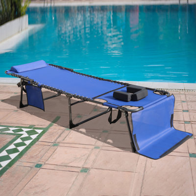 Jenning 22.5" W Powder-Coated Steel Outdoor Chaise Lounge with Cushion