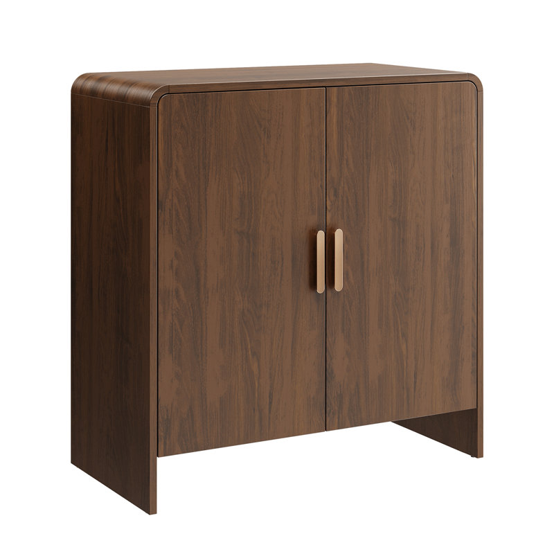 31.5" Accent Curved Cabinet With Storage, Brown